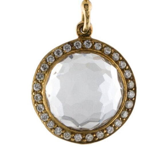 IPPOLITA 18K YELLOW GOLD 750 DIAMOND & QUARTZ SMALL DROP EARRINGS - Picture 4 of 8